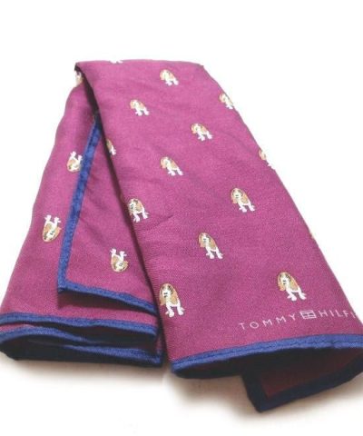 Tommy Hilfiger Maroon Hound Dog Pocket Square-20228586
