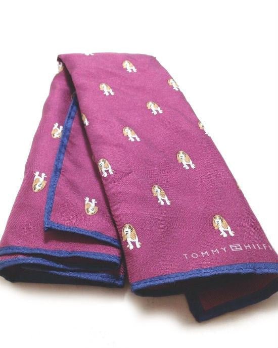 Tommy Hilfiger Maroon Hound Dog Pocket Square-20228586