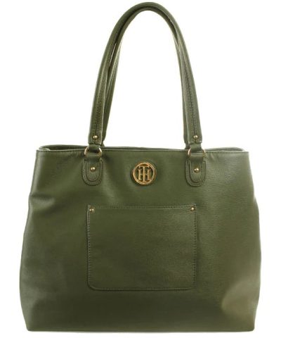 Tommy Hilfiger New Plum Black Textured Alexa Tote-20228695