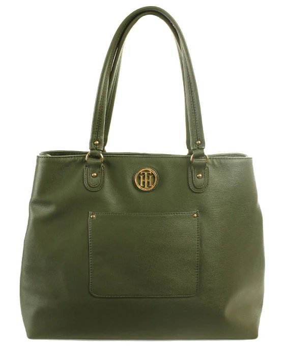 Tommy Hilfiger New Plum Black Textured Alexa Tote-20228695