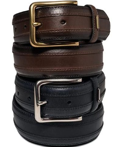Tommy Hilfiger Saddle Leather Belt with Stitched Inset-20232139