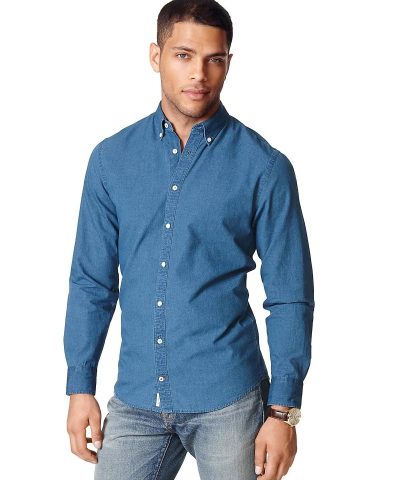 Tommy Hilfiger Slim Fit Stretch Cotton Chambray Shirt-20249546