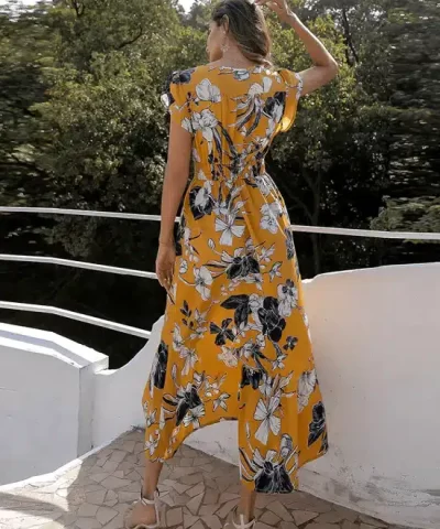 Womens Botanical Tucked Front Dress 1