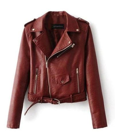 Women's Leather Moto Jacket-20277437