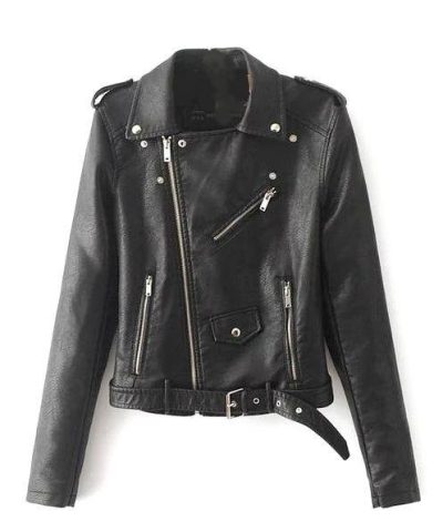 Women's Leather Moto Jacket-20277455