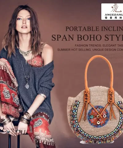 Womens Straw Boho Ethnic Totes 5