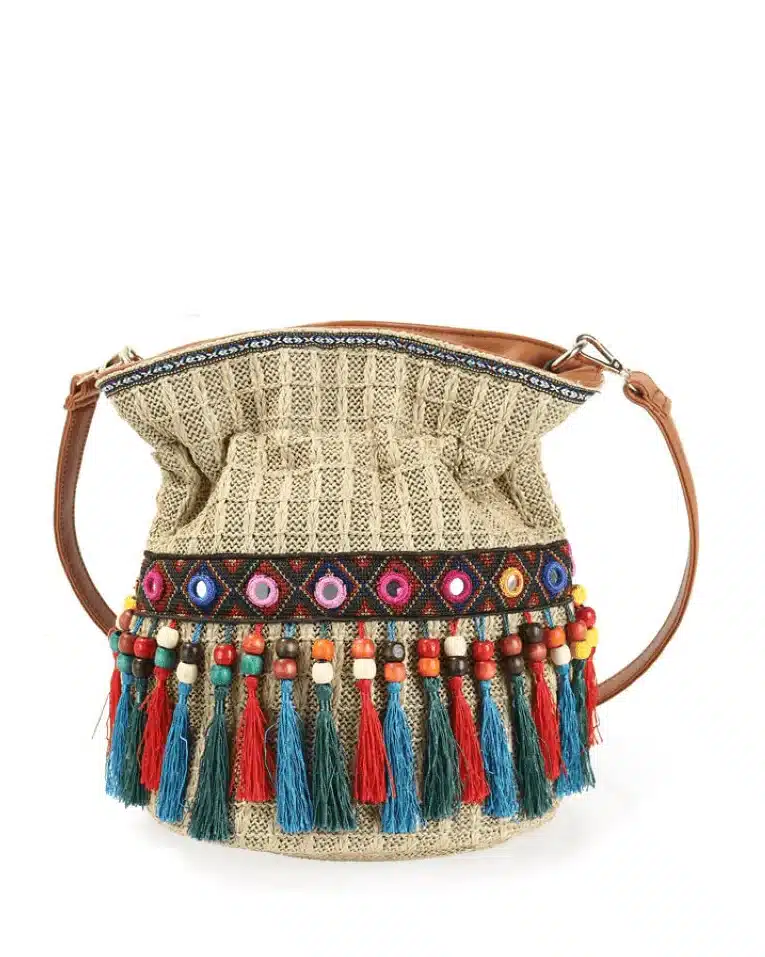 Alternative view of Women's Tassel Straw Bucket bag