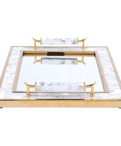 Alternative view of Zuo Tray With Horn Handle White