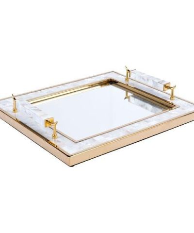 Zuo Tray With Horn Handle White-20222378
