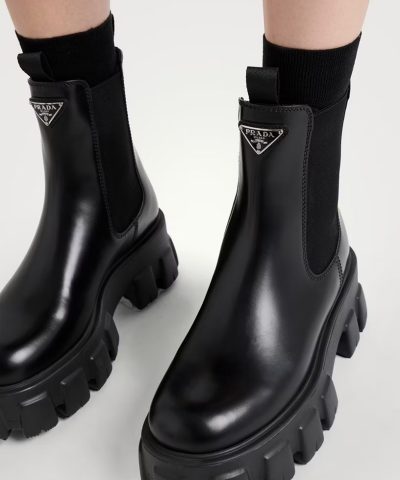 Prada Monolith Brushed Leather Chelsea Boots - Image 6