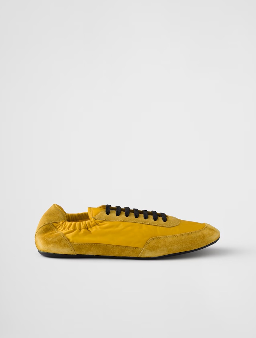 Prada Collapse Re-Nylon and Suede Elasticized Sneakers