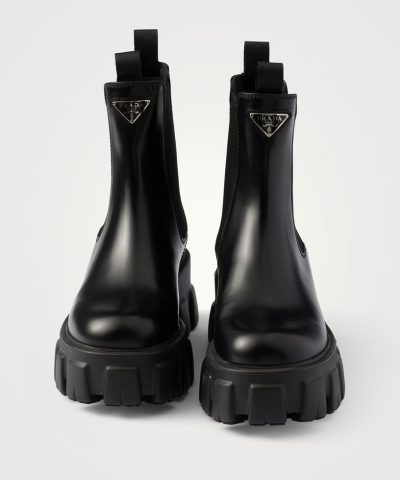 Prada Monolith Brushed Leather Chelsea Boots - Image 3