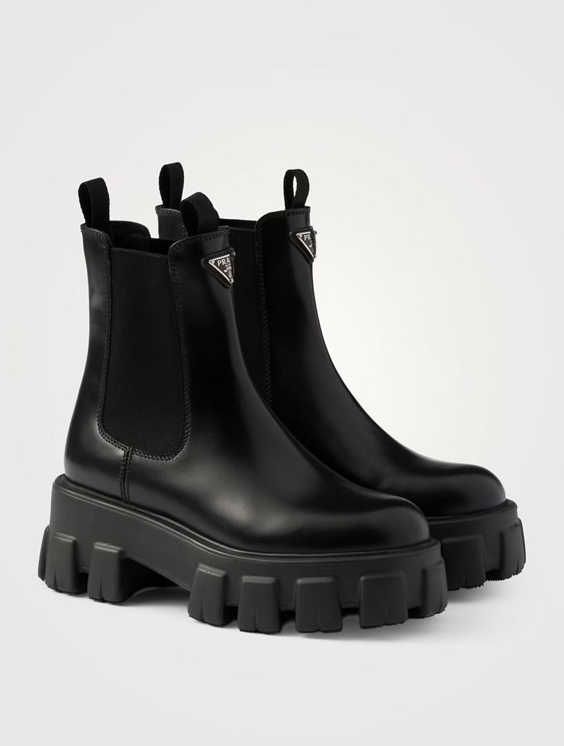 Alternative view of Prada Monolith Brushed Leather Chelsea Boots