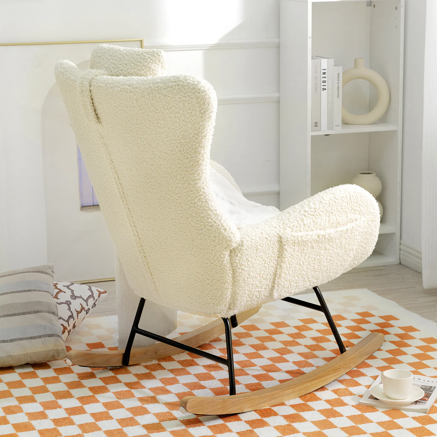 Alternative view of Teddy Upholstered Nursery Glider Rocker with Adjustable Headrest & Pocket