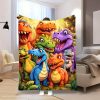 Soft & Cozy Cartoon Cute Little Dinosaur Print Flannel Blanket