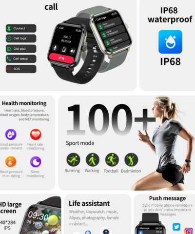 M12 HD Large IPS Smart Watch IP68 Waterproof Sports Fitness Tracker with AI Voice Assistant - Image 10