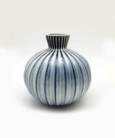 Eco-Friendly Striped Ceramic Origami Art Vase Collection - Image 3