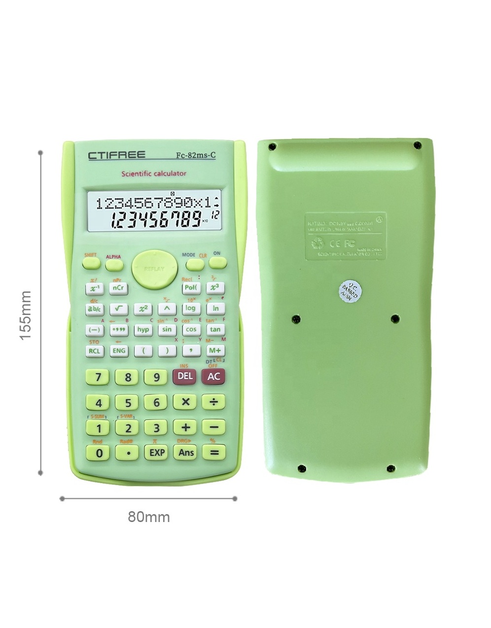 Alternative view of Scientific Calculator - FC-82MS 10+2 Digits, Battery Powered with Calendar Function