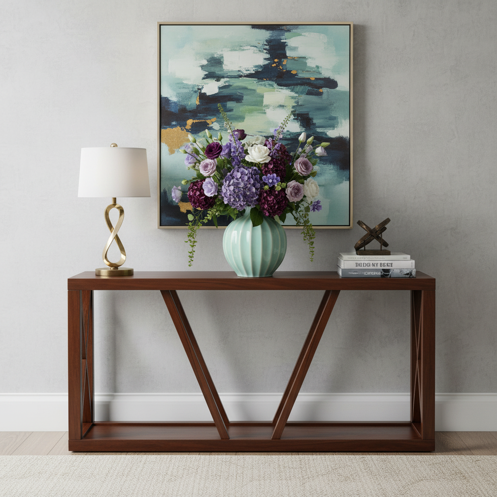Alternative view of Mainstays Oval Vase - 15.75" Celadon Glaze with Striated Blossom Design