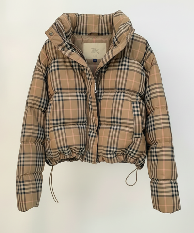 Women's Vintage-Inspired Plaid Puffer Jacket - 80% Duck Down, Weather-Resistant, Short Length - Image 4