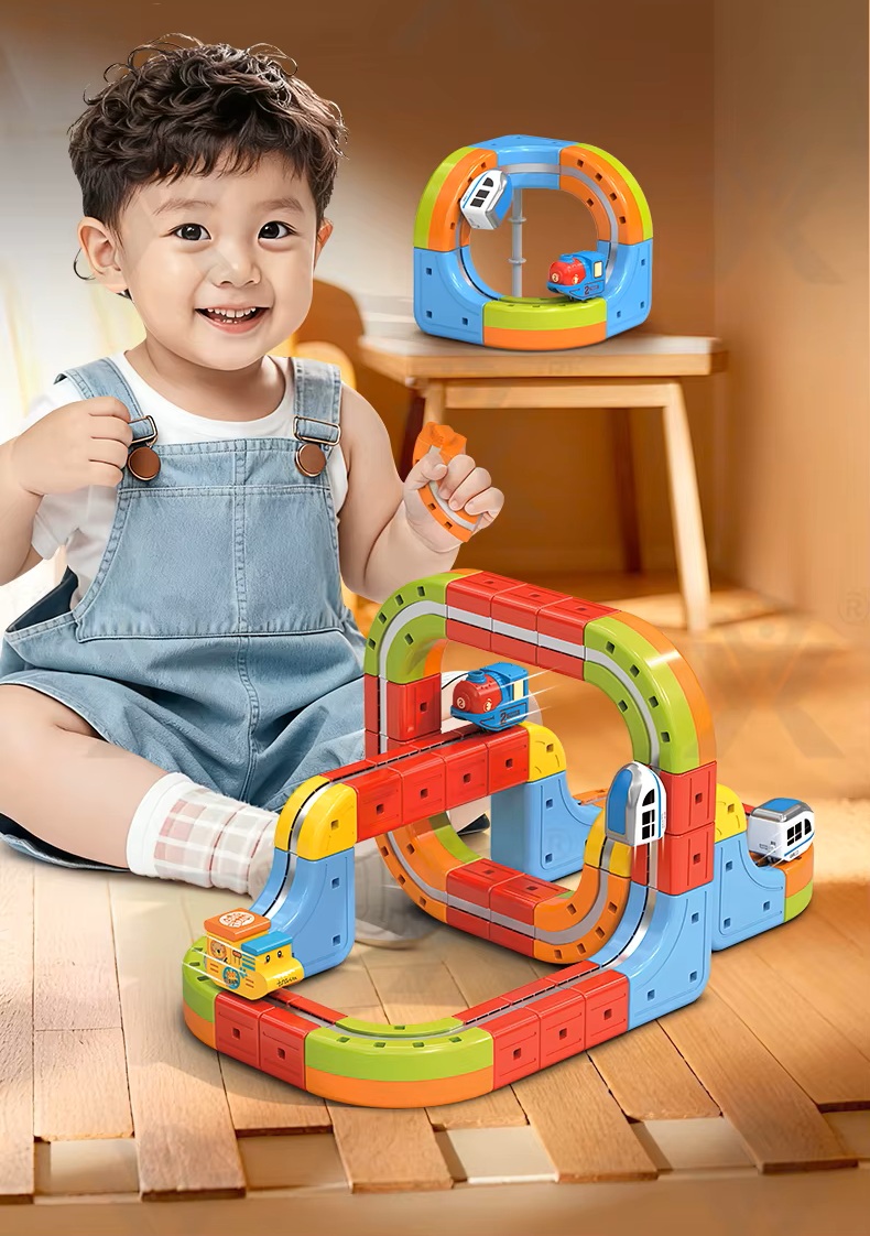 Chengji Magnetic Track Car STEM Building Blocks Set - Electric Train Toy for Kids 2-14+