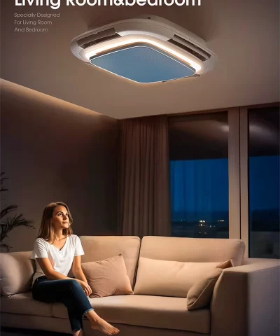 Smart Square Ceiling Fan with Light - Modern Bladeless Chandelier - Image 5