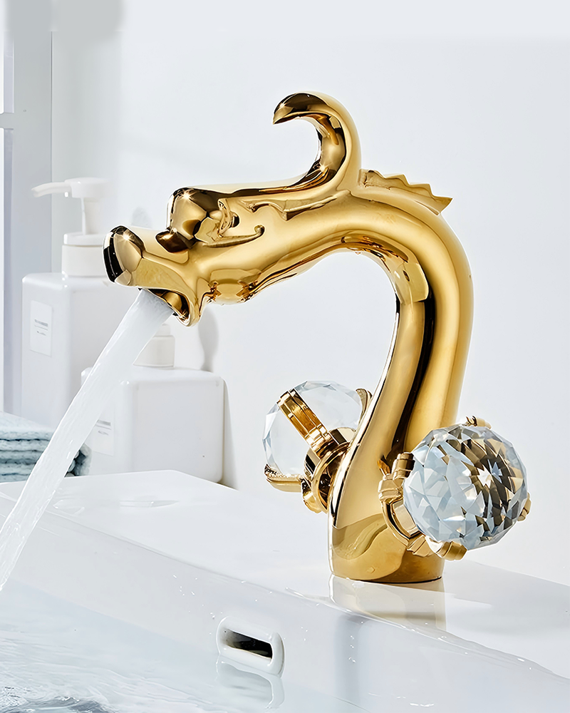 Alternative view of Royal Brass Animal Style Basin Faucet - Deck Mounted Dual Handle with Thermostatic Control