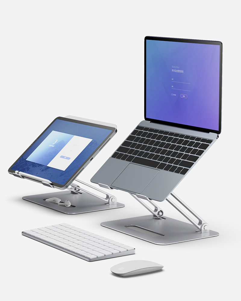 Adjustable Aluminum Laptop Stand with Cooling Fan - Foldable & Ergonomic Design