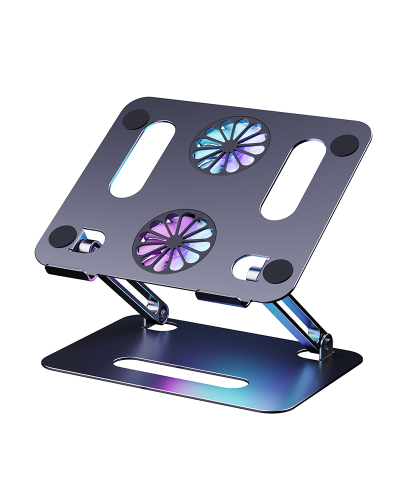 Adjustable Aluminum Laptop Stand with Cooling Fan - Foldable & Ergonomic Design - Image 3