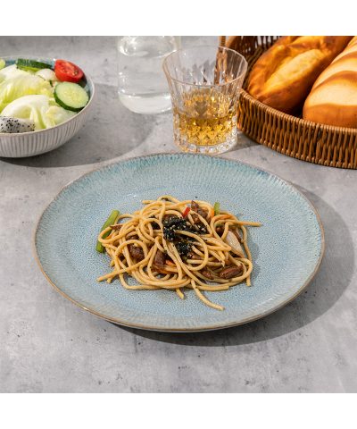 12-Piece Blossom Reactive Glaze Stoneware Dinnerware Set - Classic Dishwasher & Microwave Safe Plates & Bowls for 4 - Image 4