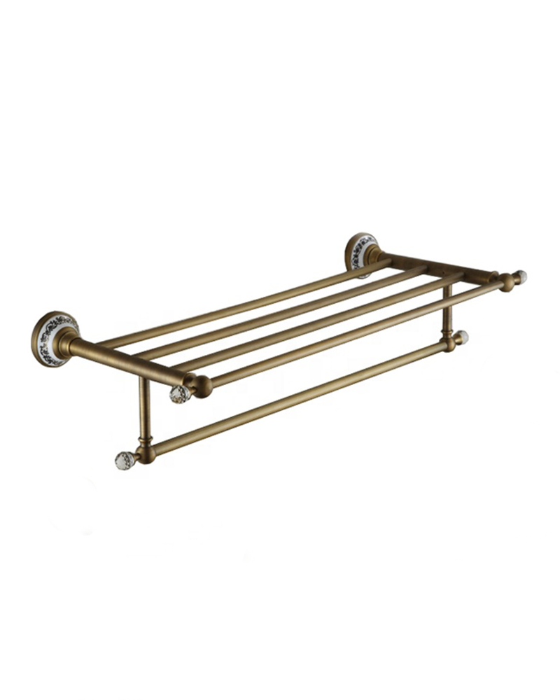 Alternative view of Antique Brass & Ceramic Wall Mounted 24 Inch Bathroom Accessories Set