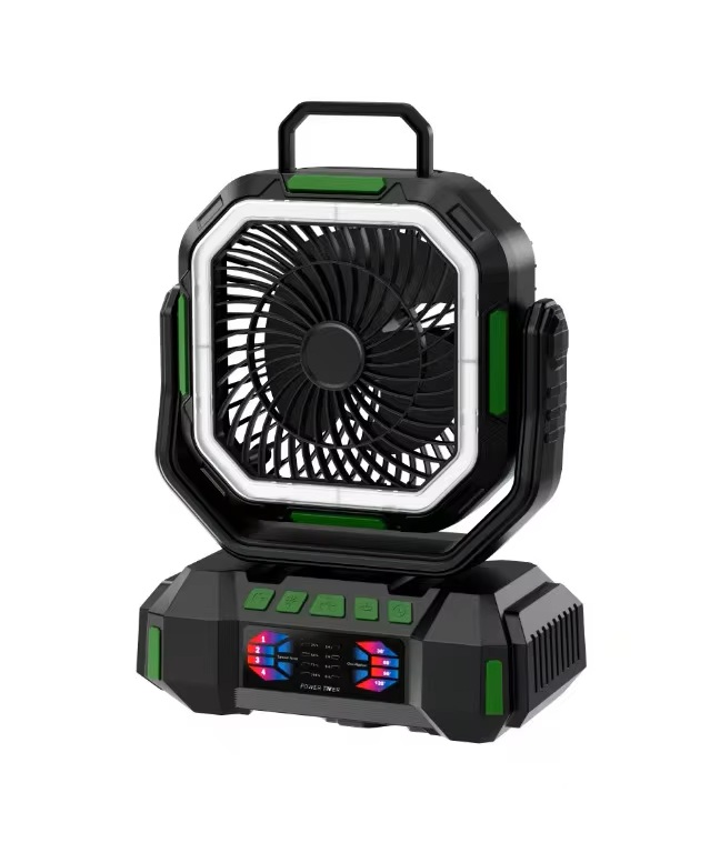 Alternative view of Portable 40000mAh Rechargeable Camping Fan with Remote & LED Light - 4-Speed Outdoor Fan