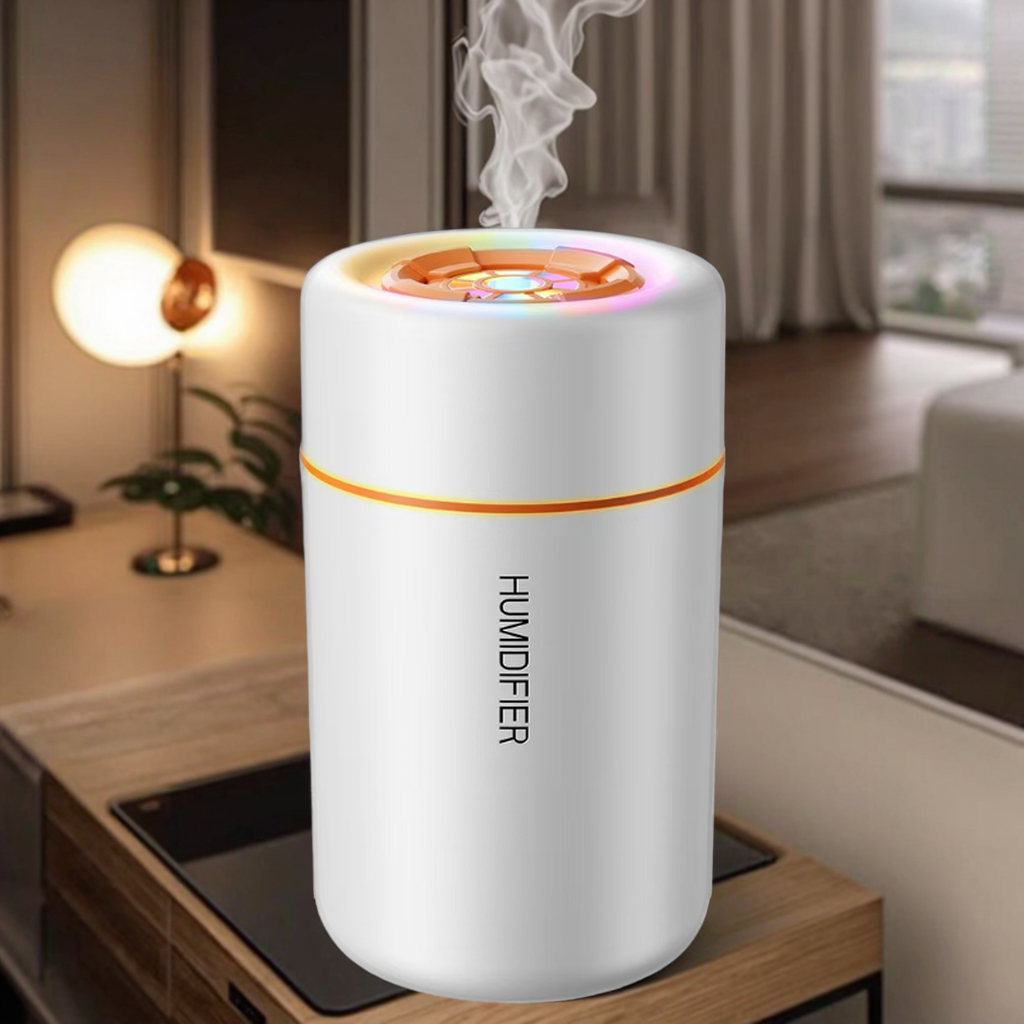 Portable Mini USB Smart Humidifier with Rainbow LED Lamp - 212ml Ultrasonic Cool Mist for Car & Travel