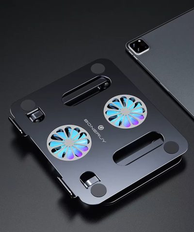 Adjustable Aluminum Laptop Stand with Cooling Fan - Foldable & Ergonomic Design - Image 10