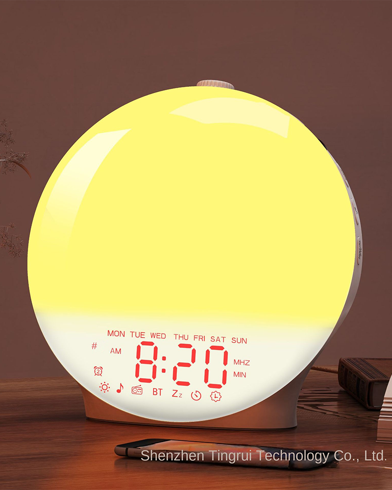 Alternative view of Smart Wake Light Digital Alarm Clock with Sunrise Simulation & Snooze - USB Powered LED Display
