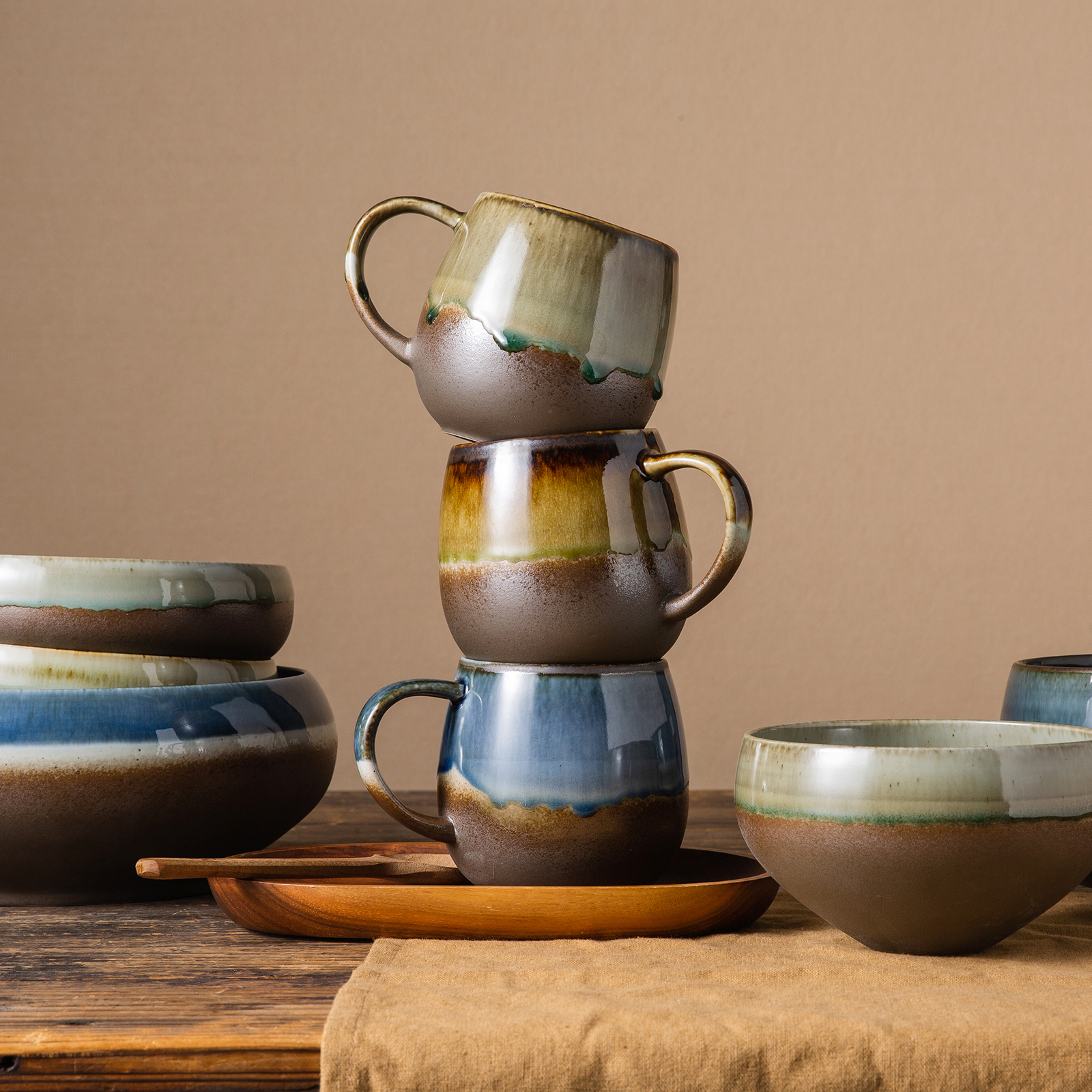 Alternative view of Classic Vintage Ceramic Portable Tea & Espresso Cup for Home, 120 ml Set of 4