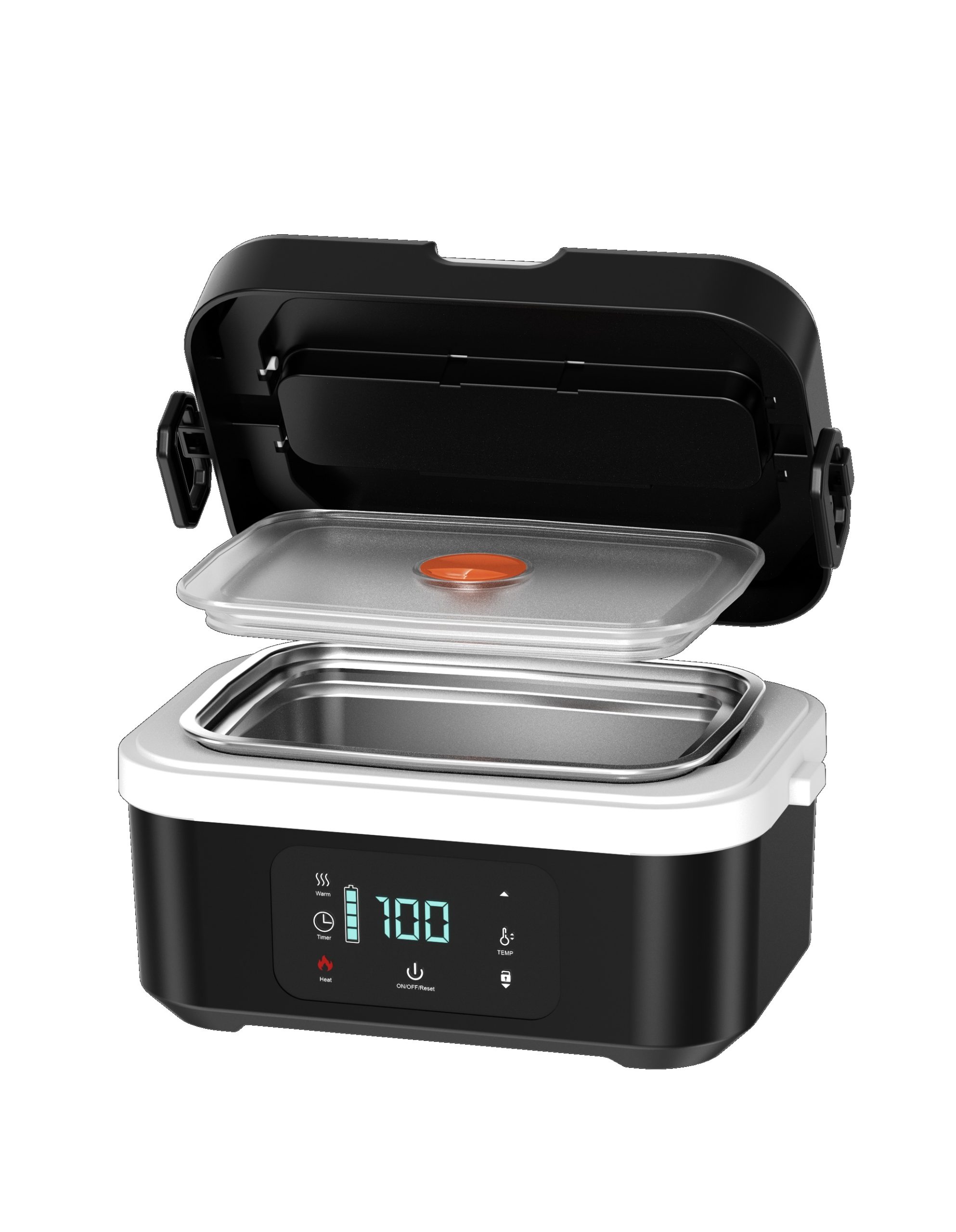Alternative view of USB-C Rechargeable Electric Lunch Box - 60W Fast-Heating, 1.35L Stainless Steel, Adjustable Temperature Control