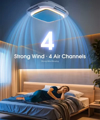 Smart Square Ceiling Fan with Light - Modern Bladeless Chandelier - Image 9