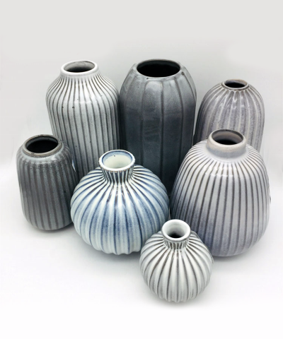 Eco-Friendly Striped Ceramic Origami Art Vase Collection - Image 9