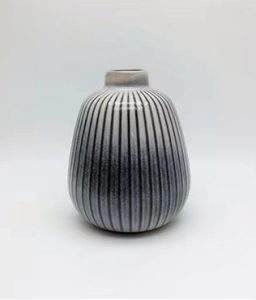 Eco-Friendly Striped Ceramic Origami Art Vase Collection - Image 4
