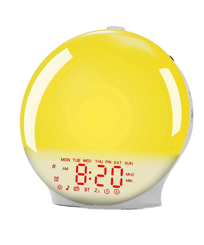 Smart Wake Light Digital Alarm Clock with Sunrise Simulation & Snooze - USB Powered LED Display