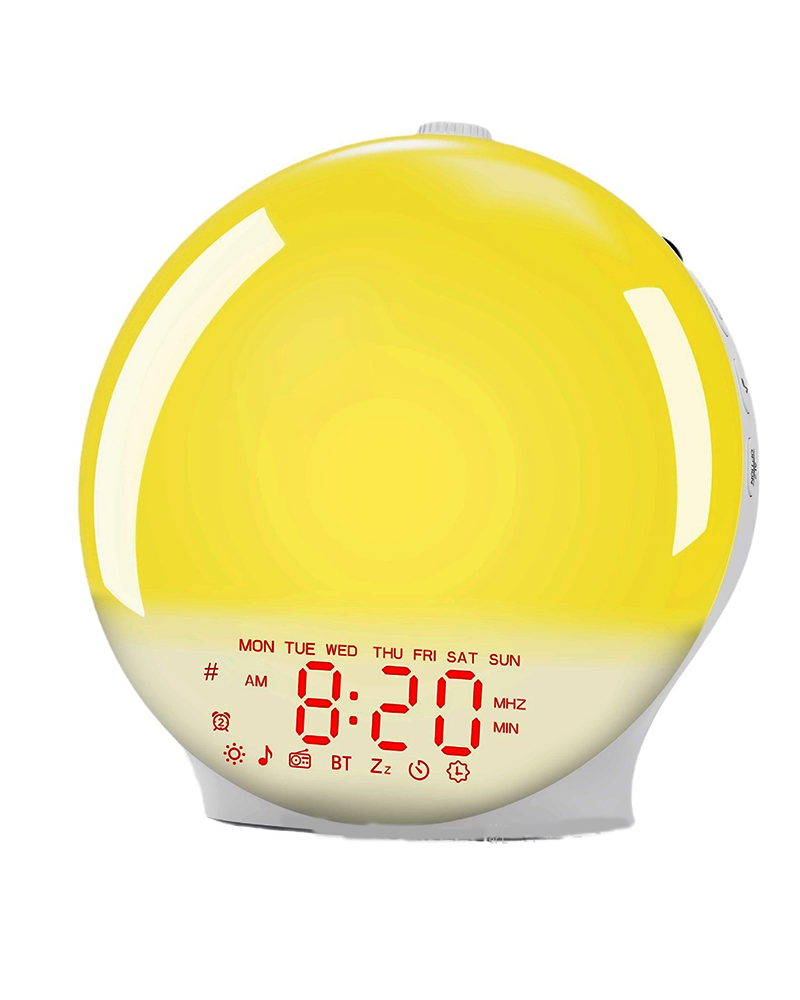 Smart Wake Light Digital Alarm Clock with Sunrise Simulation & Snooze - USB Powered LED Display