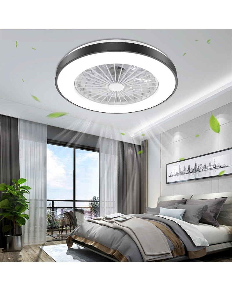 Alternative view of 20 in. White Flush Mount Leaf Ceiling Fan with Integrated LED Included with Remote