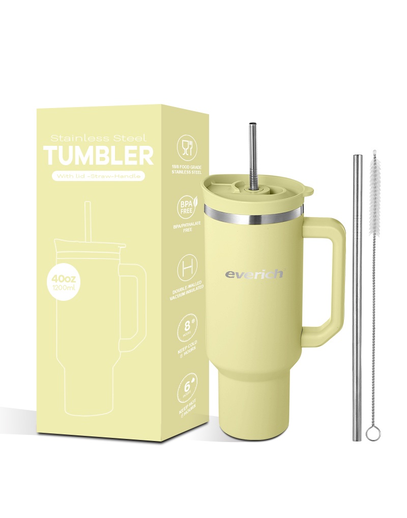 Alternative view of 40oz Insulated Tumbler with Handle & 2-in-1 PP Lid - Bulk Wholesale