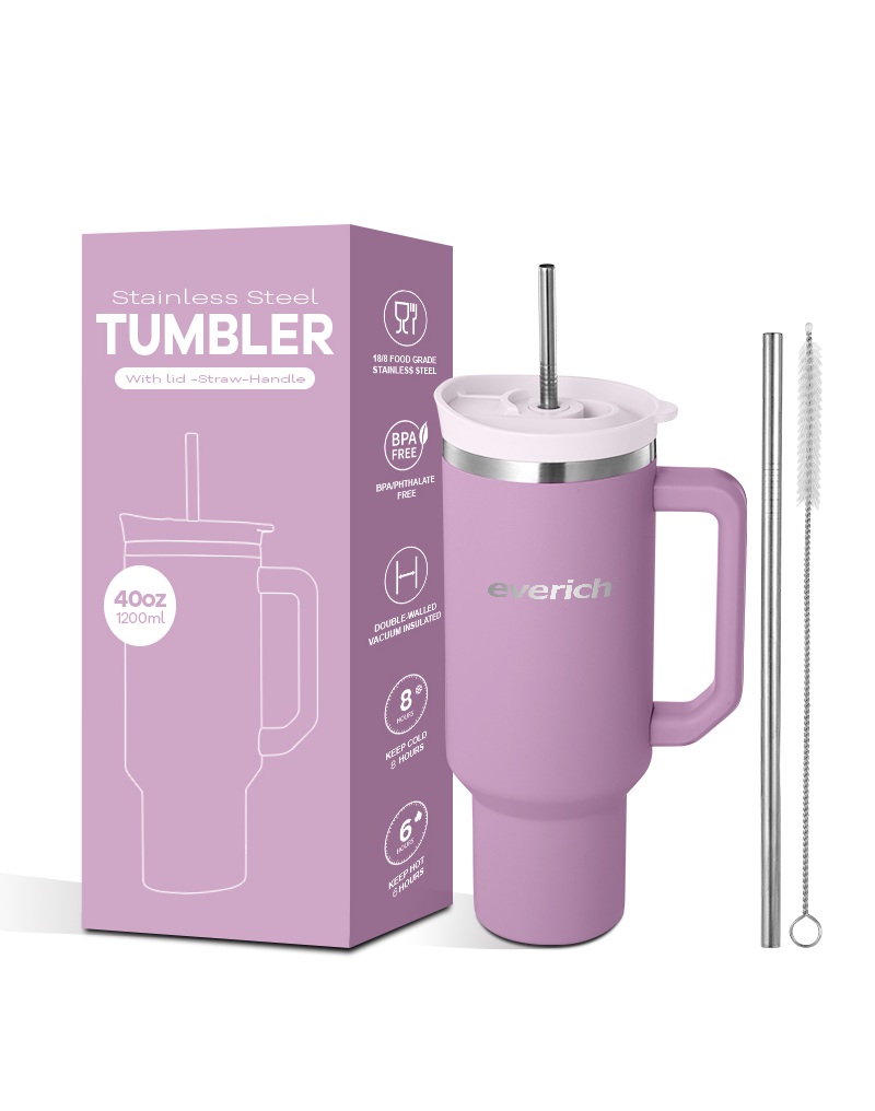 40oz Insulated Tumbler with Handle & 2-in-1 PP Lid - Bulk Wholesale