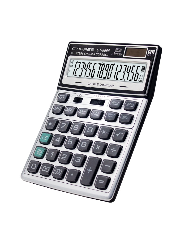 Alternative view of CTIFREE 16-Digit Desktop Calculator - Dual Power Solar & Battery for Office & Home