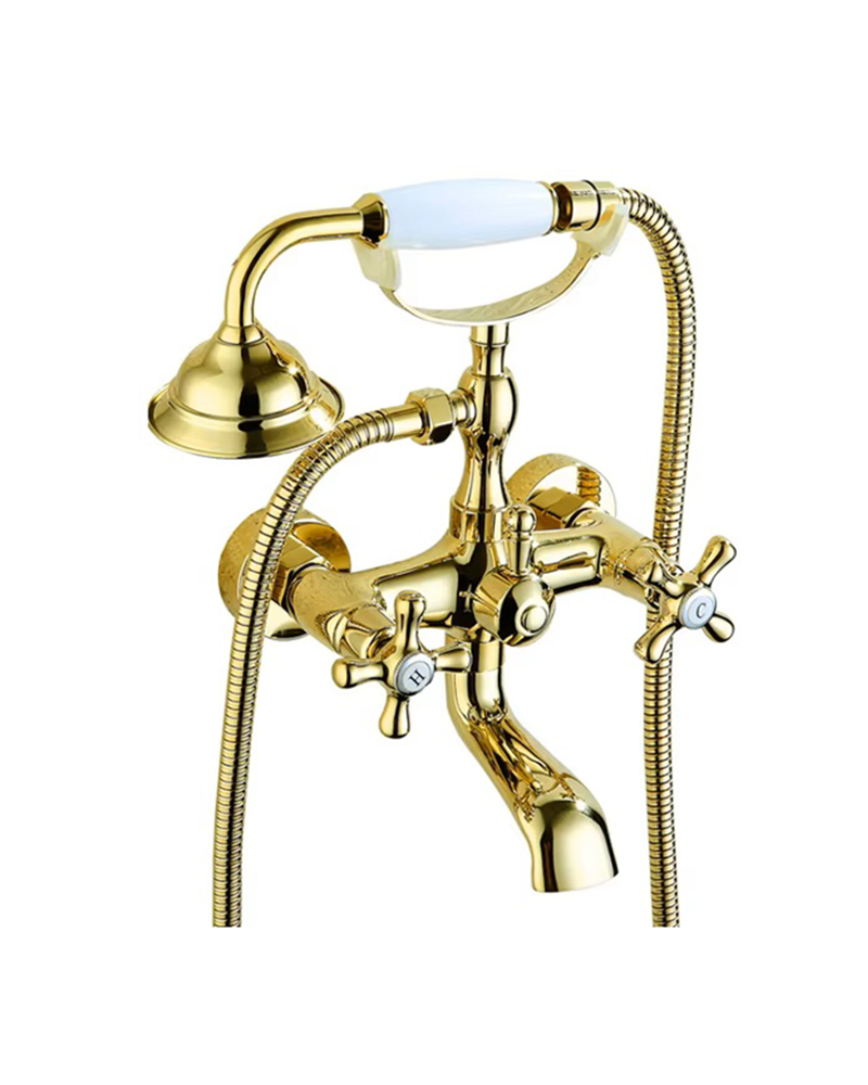 Classic Dual Handle Bath & Shower Faucet - Brass Body, Wall Mounted