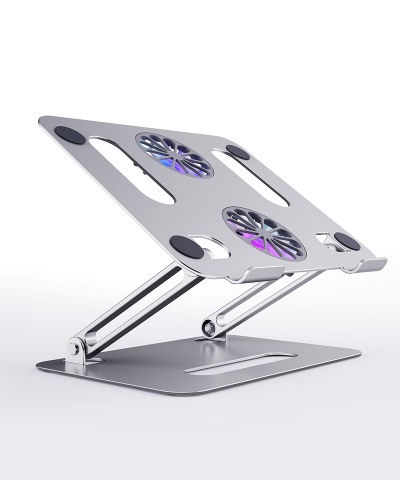 Adjustable Aluminum Laptop Stand with Cooling Fan - Foldable & Ergonomic Design - Image 5