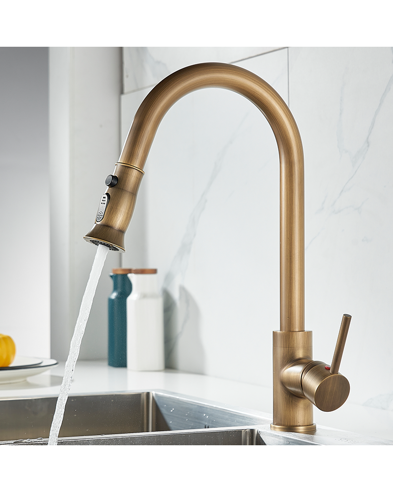 Alternative view of Pull-Out Kitchen Faucet - Hot & Cold-Water Mixer with Pull-Down Sprayer