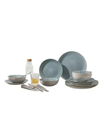 12-Piece Blossom Reactive Glaze Stoneware Dinnerware Set - Classic Dishwasher & Microwave Safe Plates & Bowls for 4 - Image 7